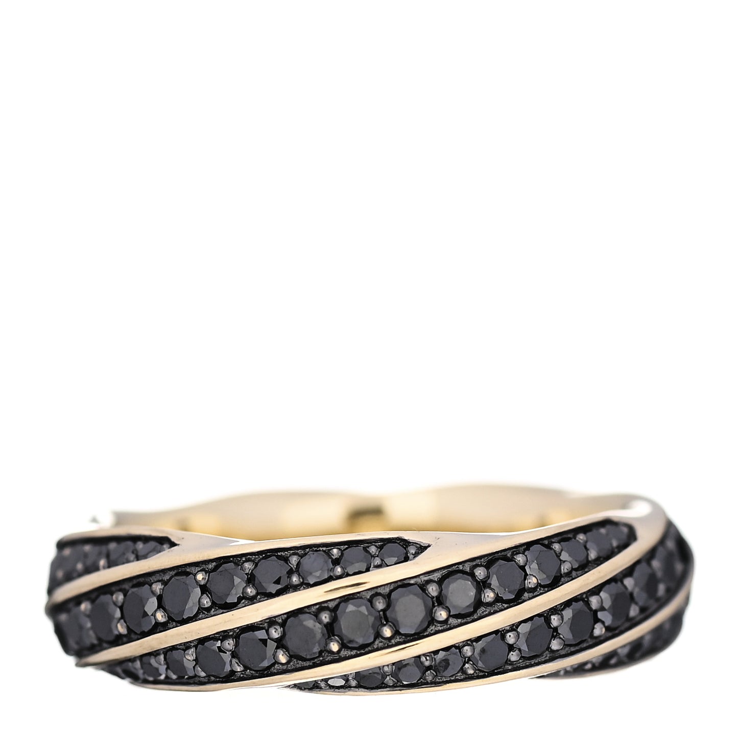 18K Yellow Gold Black Diamond 6mm Cable Edge Band Ring 59 8.75