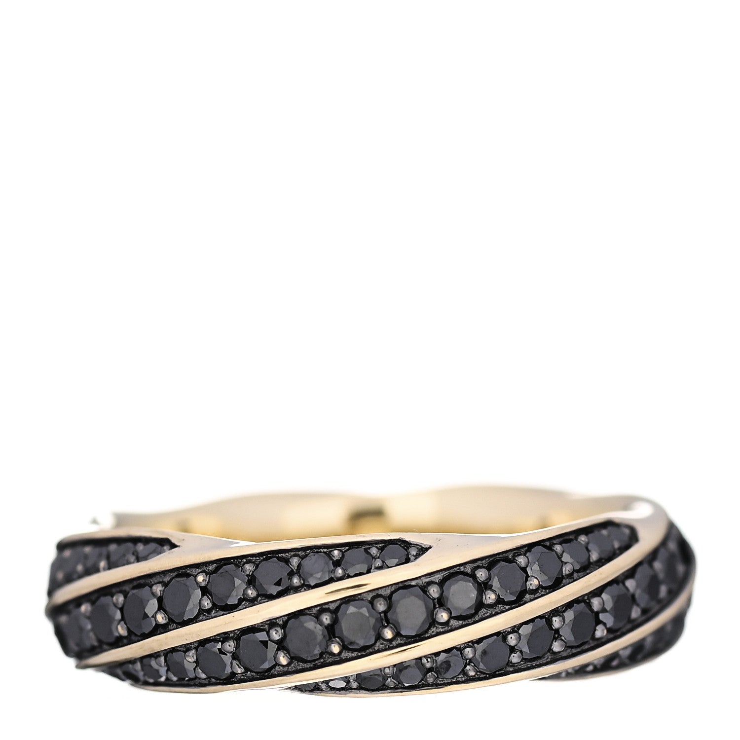 David Yurman 18K Yellow Gold Black Diamond 6mm Cable Edge Band Ring 59 8.75 3 of 4