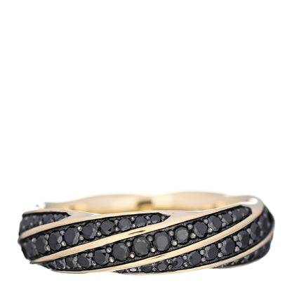 David Yurman 18K Yellow Gold Black Diamond 6mm Cable Edge Band Ring 59 8.75 3 of 4