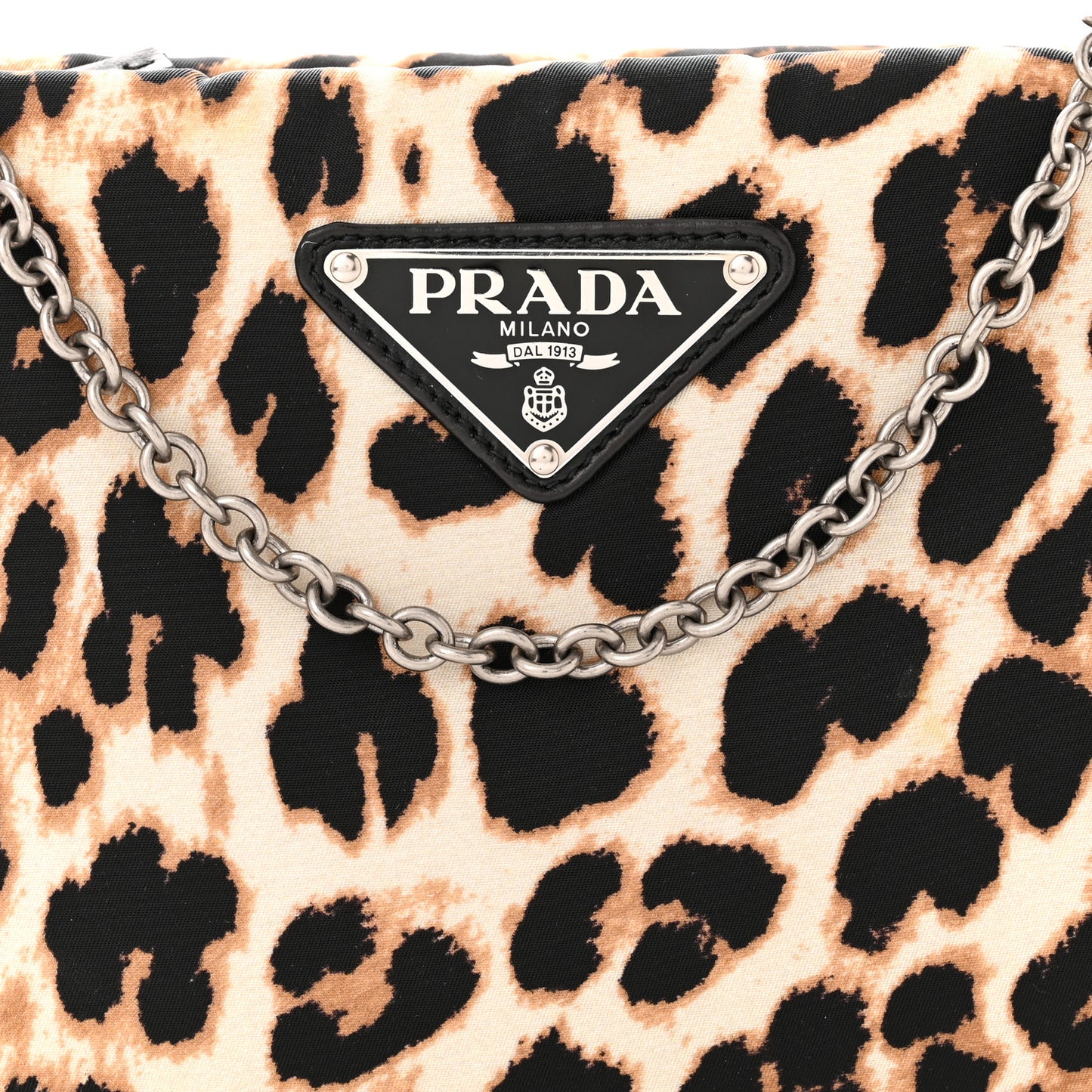 Tessuto Soft Nylon Leopard Print Crossbody Avorio