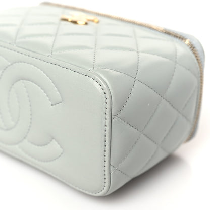 Chanel Lambskin Resin Quilted Vanity Case With Chain Grey 9 of 9