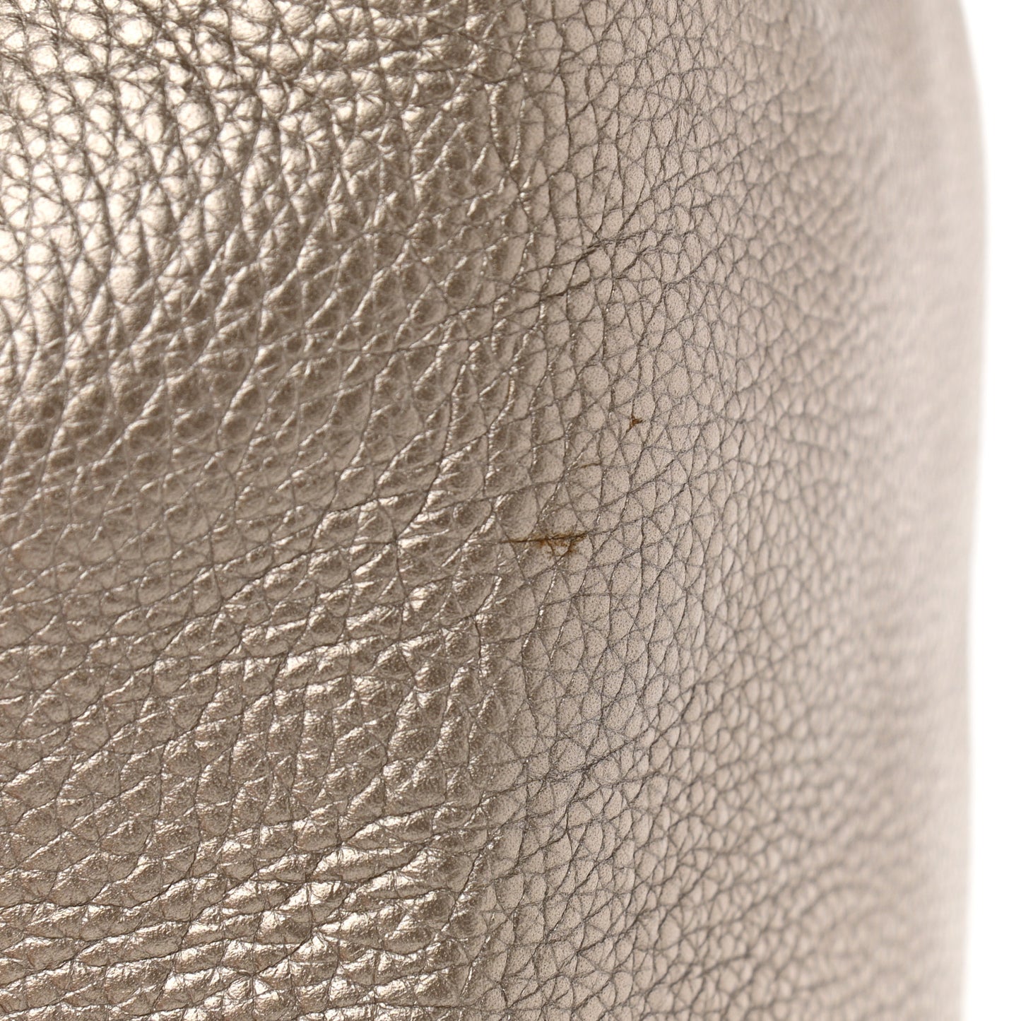 Metallic Pebbled Calfskin Medium Soho Chain Shoulder Bag Golden Beige