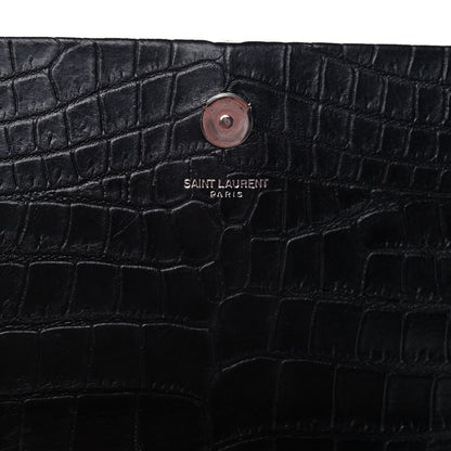 Saint Laurent Calfskin Crocodile Embossed Medium Classic Monogram Kate Tassel Satchel Black 11 of 12