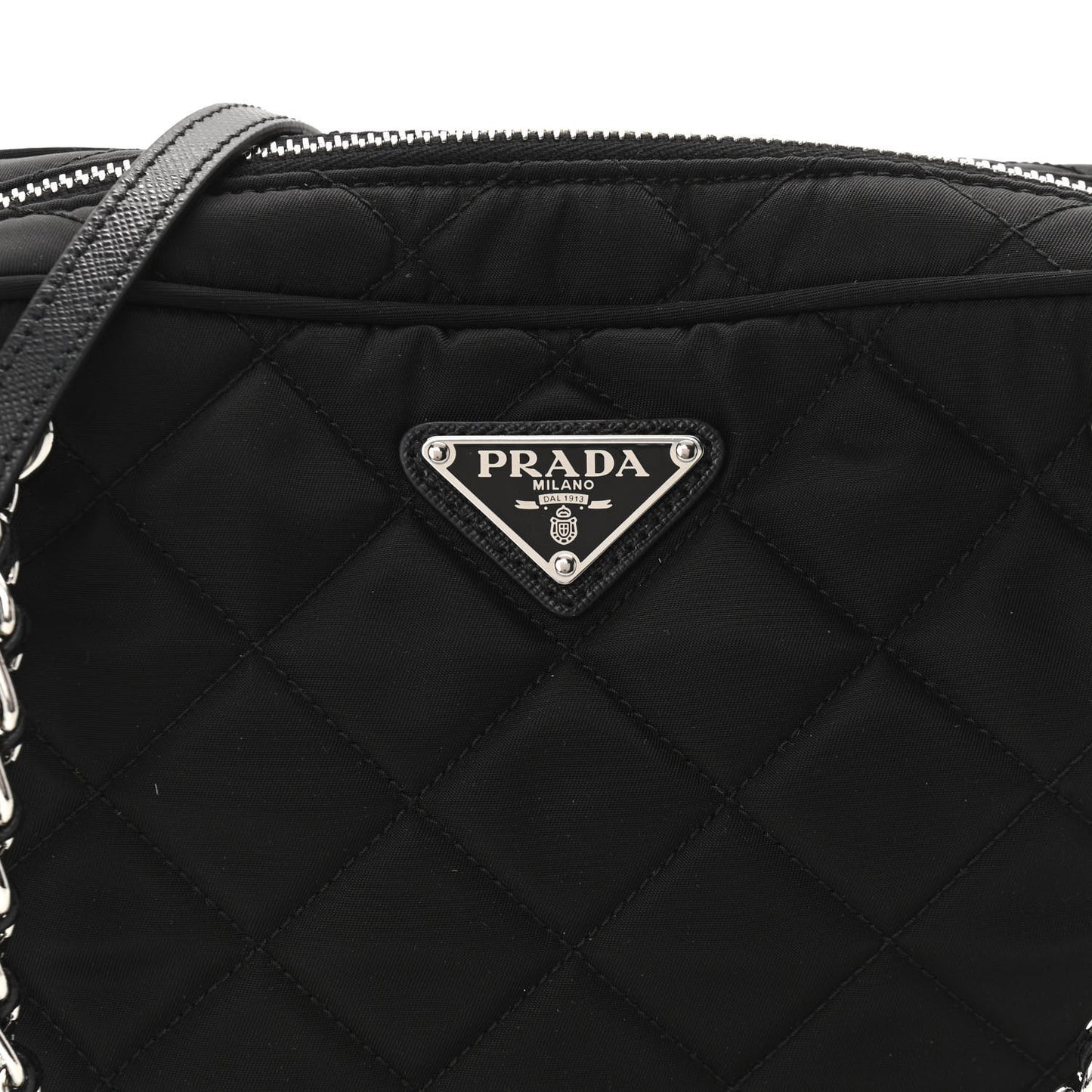 Nylon Tessuto Impuntu Quilted Bandoliera Crossbody Bag Black