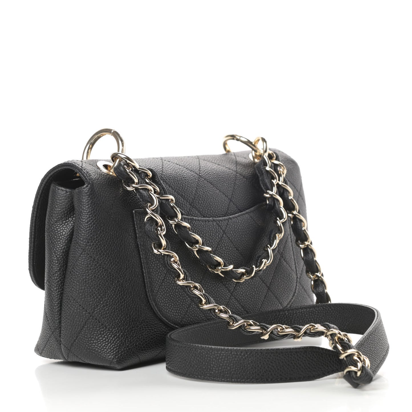 Caviar Quilted Small City Walk Flap Black