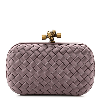 Bottega Veneta Satin Intrecciato Knot Clutch Pink 1 of 6