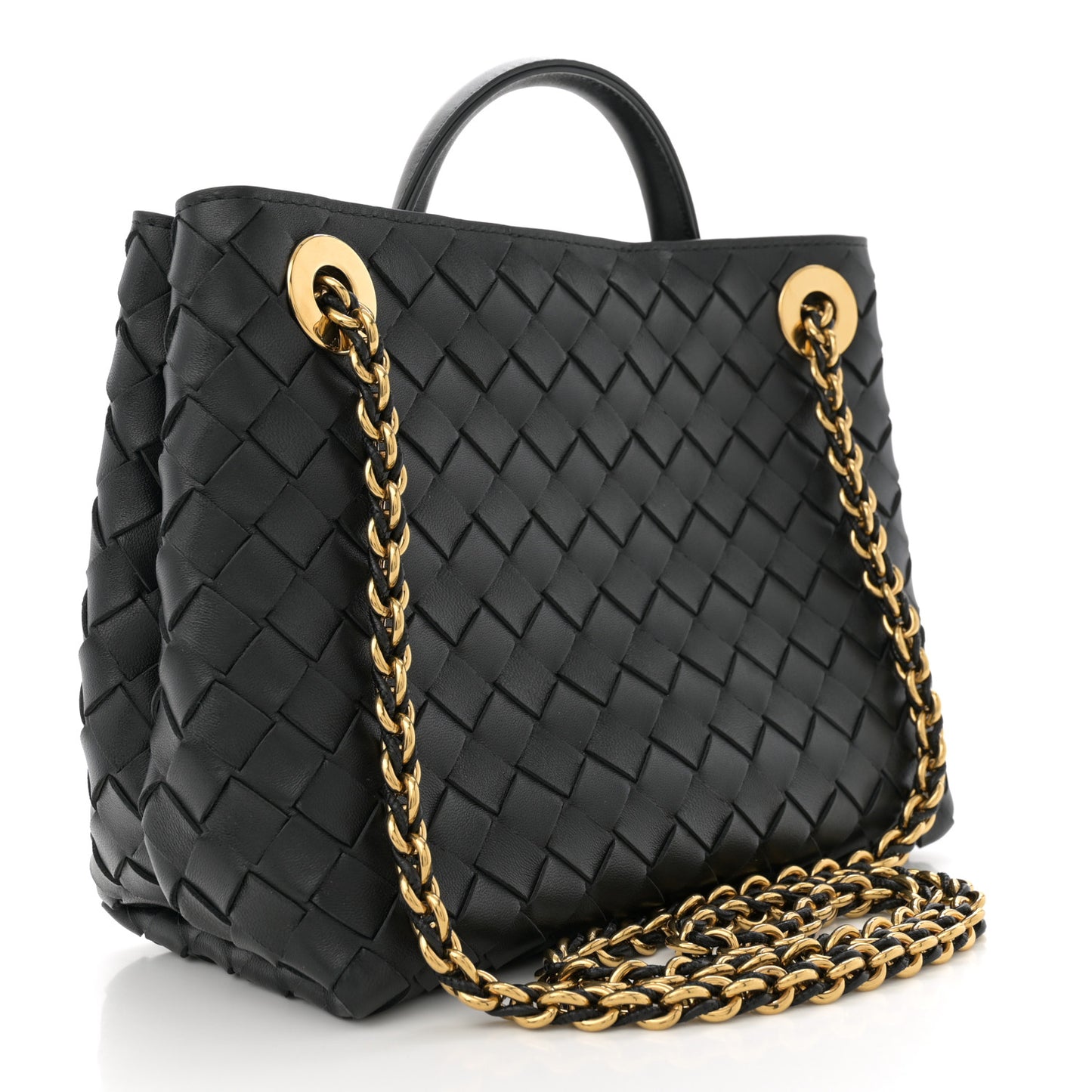 Nappa Intrecciato Small Andiamo With Chain Shoulder Bag Black