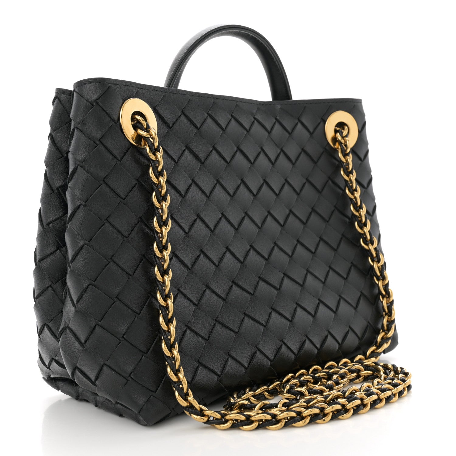 Bottega Veneta Nappa Intrecciato Small Andiamo With Chain Shoulder Bag Black 3 of 9