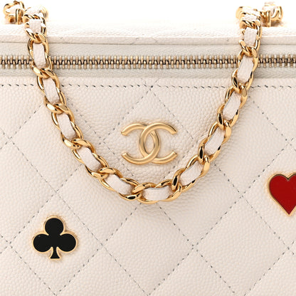 Chanel Caviar Quilted Enamel Coco Casino Small Vanity Case With Chain White 9 of 11