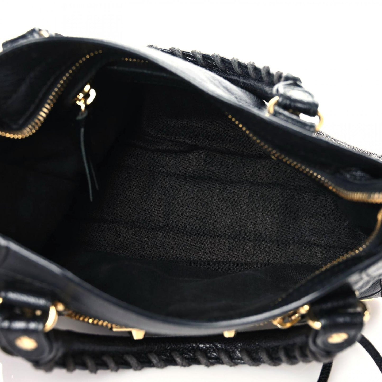 Chevre Gold Metallic Edge Hardware Mini City Black