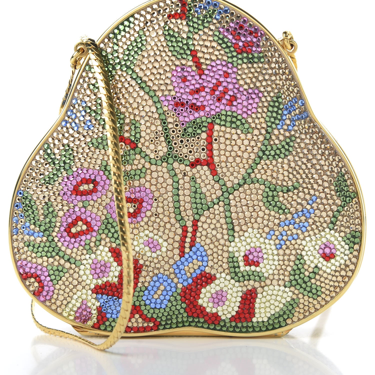 Judith Leiber Swarovski Crystal Flower Minaudiere Clutch Gold 9 of 9