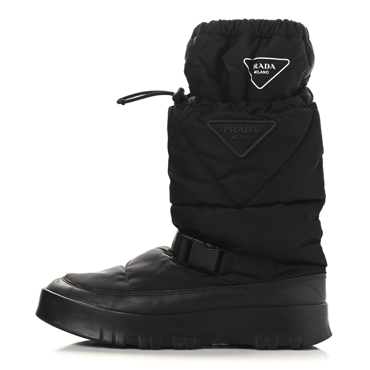 Re-Nylon Gabardine Rubber Triangle Logo Mens Padded Snow Boots 8.5 Black