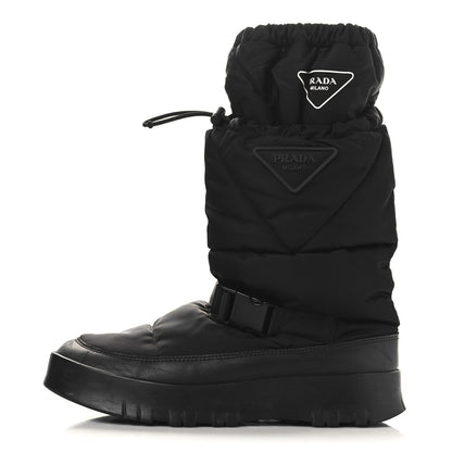 Prada Re-Nylon Gabardine Rubber Triangle Logo Mens Padded Snow Boots 8.5 Black 1 of 7