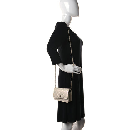 Chanel Iridescent Lambskin Quilted Mini Wallet On Chain WOC Ivory 2 of 11