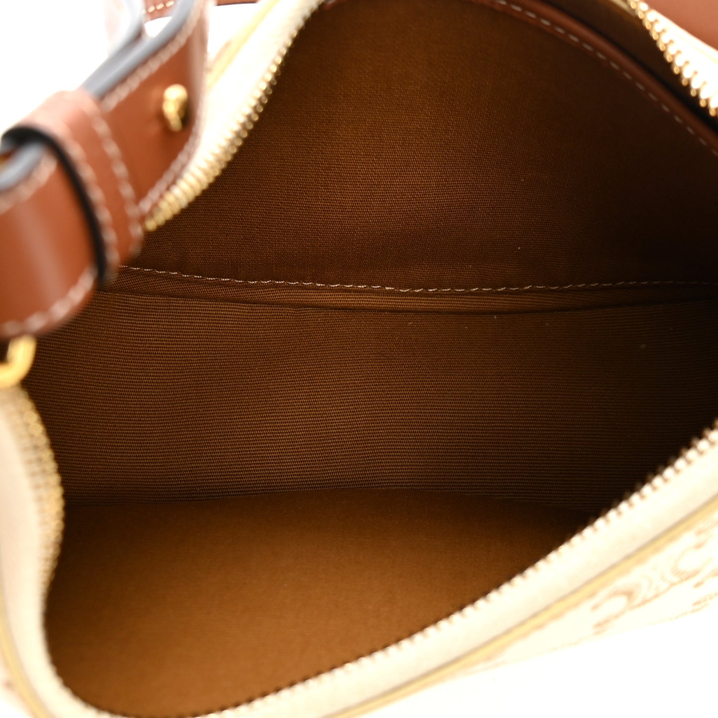 Canvas Calfskin Ava Triomphe Shoulder Bag White