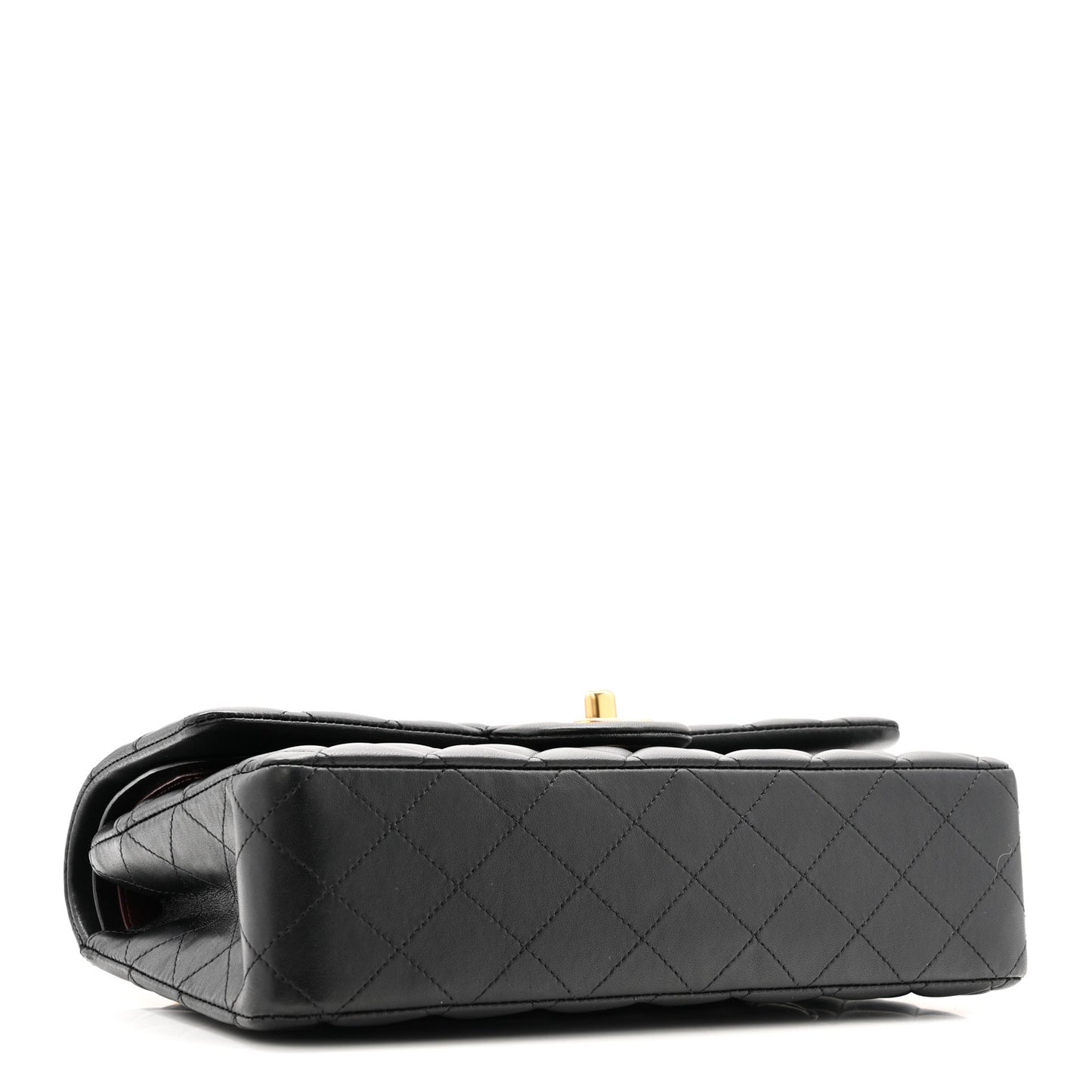 Lambskin Quilted Medium Double Flap Black