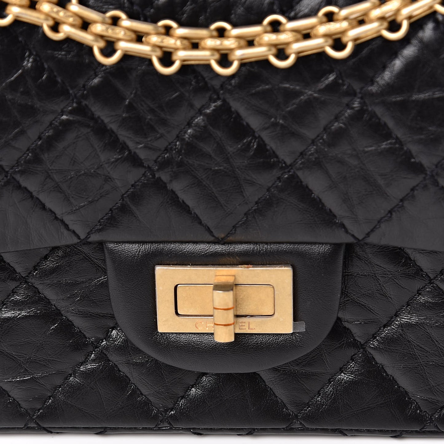Aged Calfskin Quilted 2.55 Reissue Mini Flap Black