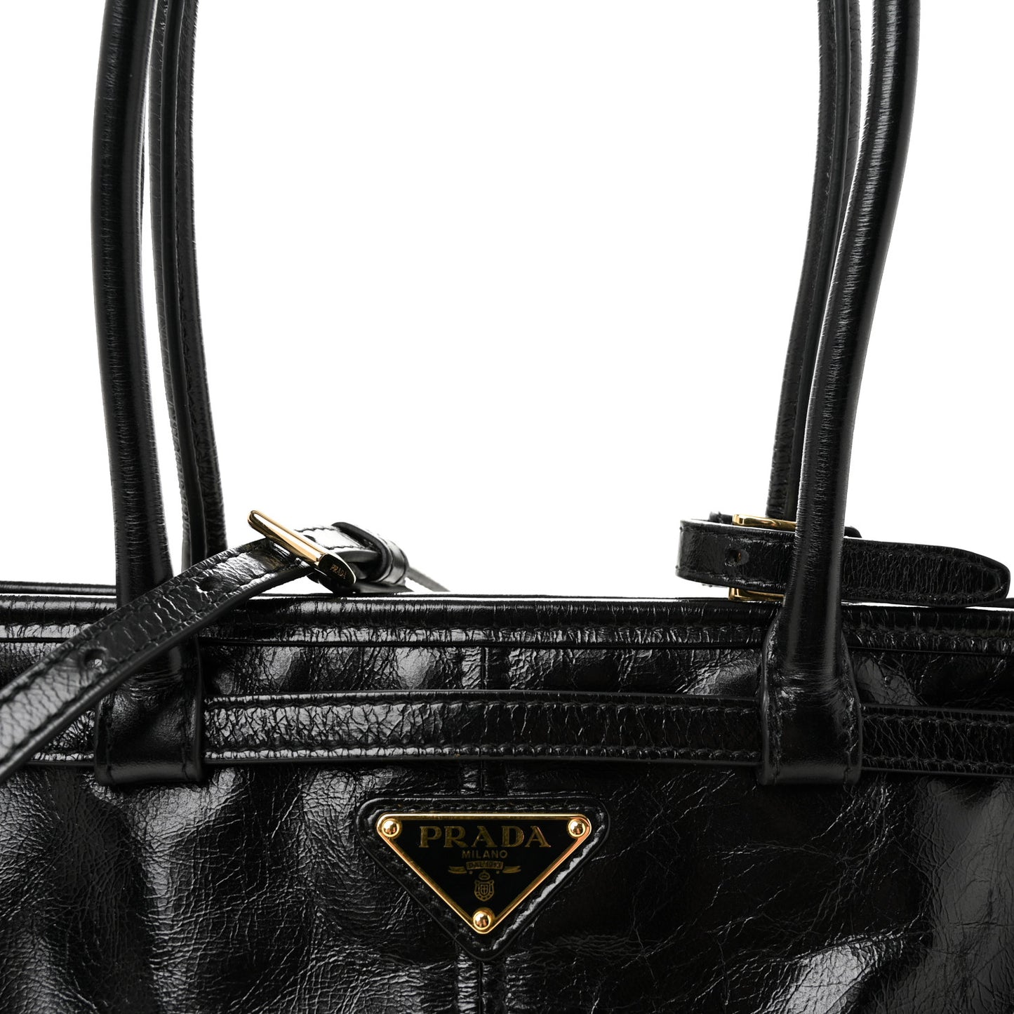 Glossy Calfskin Triangle Medium Bonnie Shoulder Bag Black