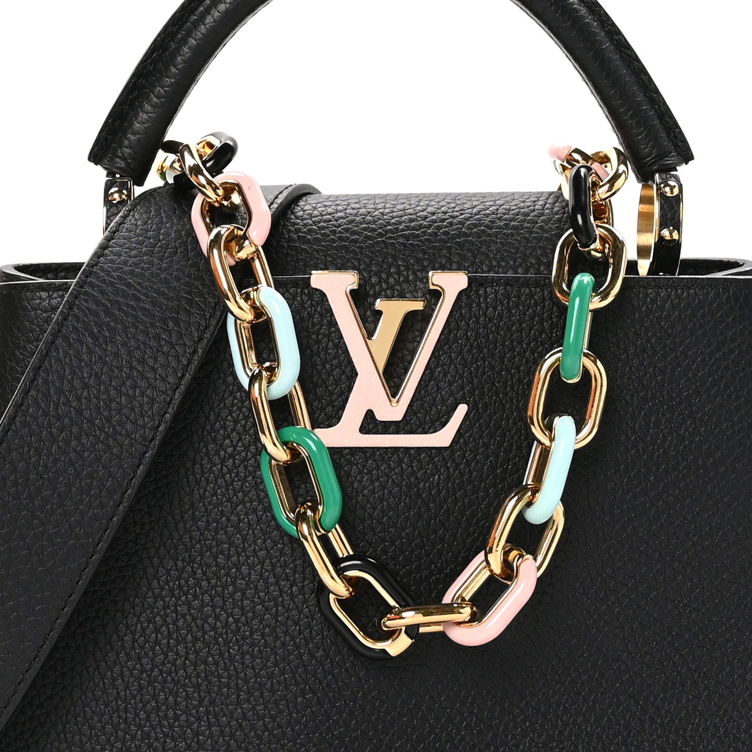 Louis Vuitton Taurillon Enamel Chain Capucines BB Black Multicolor 7 of 9