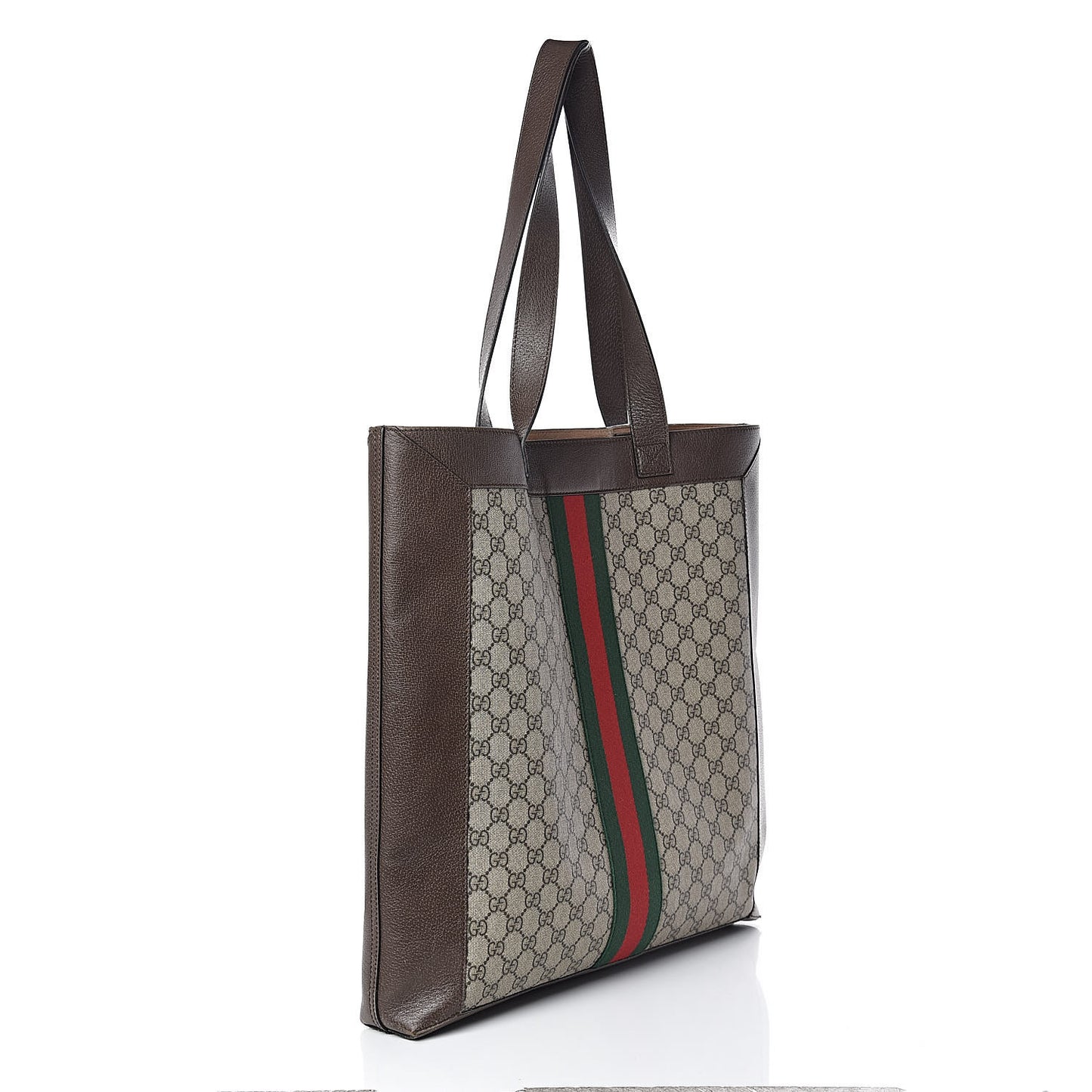 GG Supreme Monogram Web Large Ophidia Vertical Shopping Tote Brown