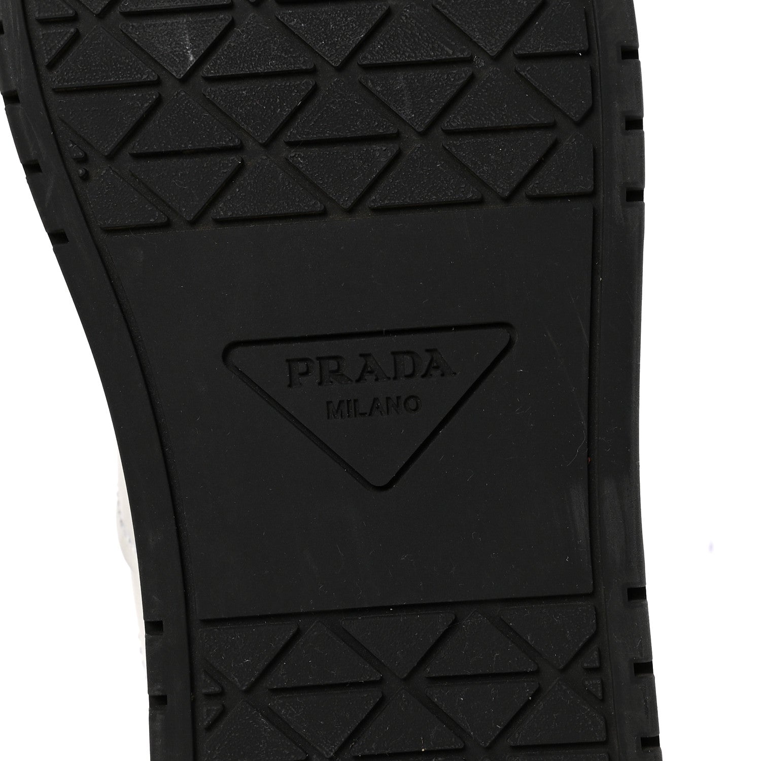 Prada Vitello Sport Spazzolato Rois Triangle Logo Womens Downtown Low Top 30mm Sneakers 37.5 White Black 7 of 10