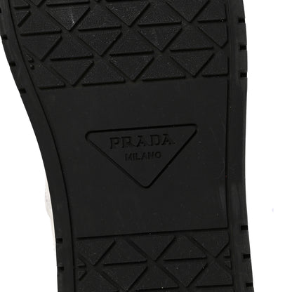 Prada Vitello Sport Spazzolato Rois Triangle Logo Womens Downtown Low Top 30mm Sneakers 37.5 White Black 7 of 10