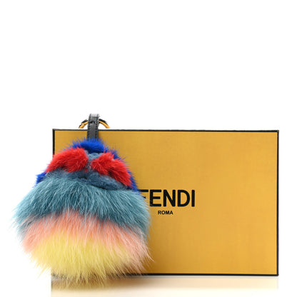 Fendi Mink Fox Fur Kid Monster Bag Bug Charm Blue Multicolor 6 of 6