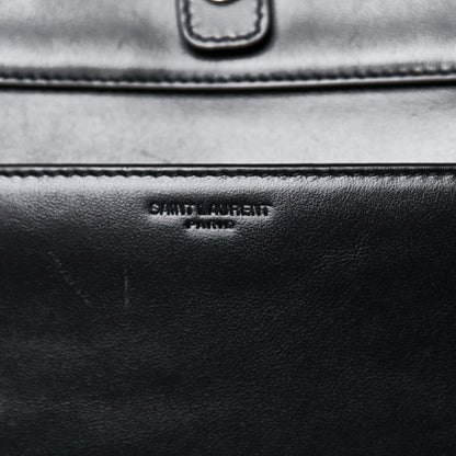 Saint Laurent Calfskin Flap Front Messenger Bag Black 13 of 15