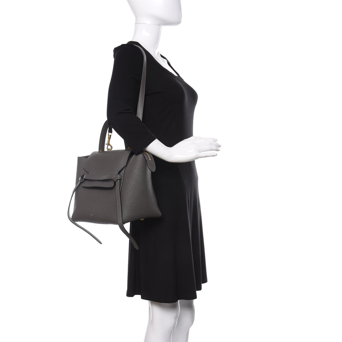 Grained Calfskin Mini Belt Bag Grey