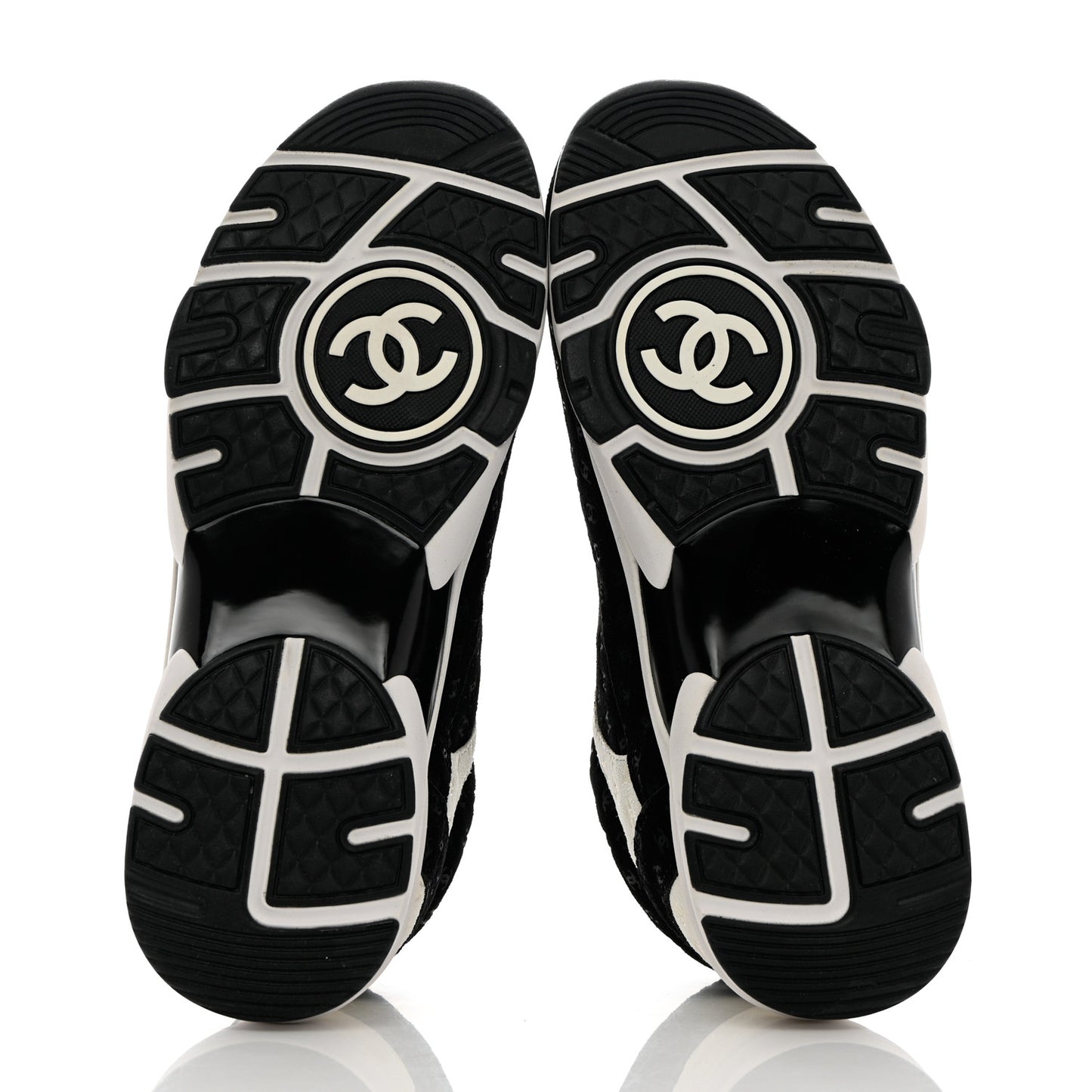 Nylon Suede Calfskin Printed CC Sneakers 39.5 White Black