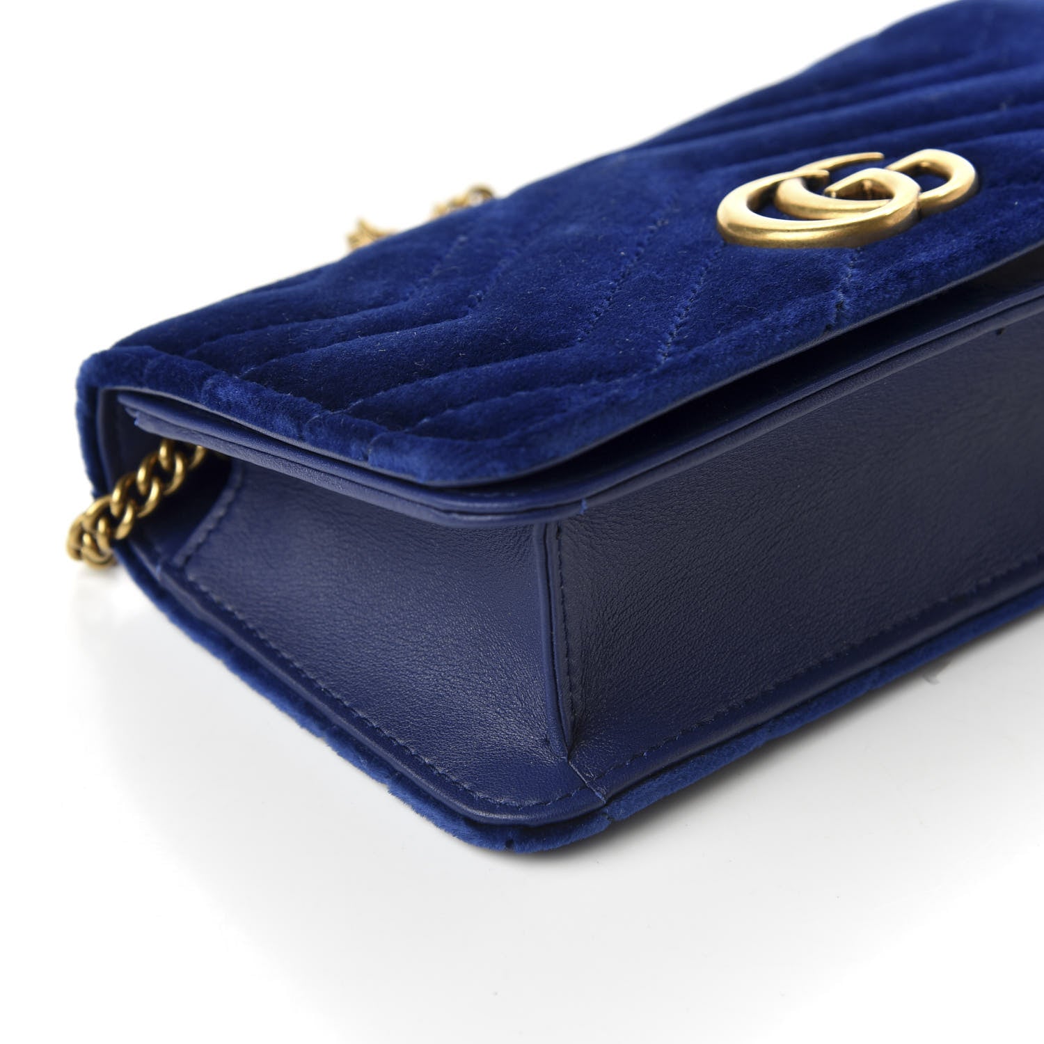 Gucci Velvet Matelasse GG Marmont Mini Bag Cobalt Blue 7 of 10
