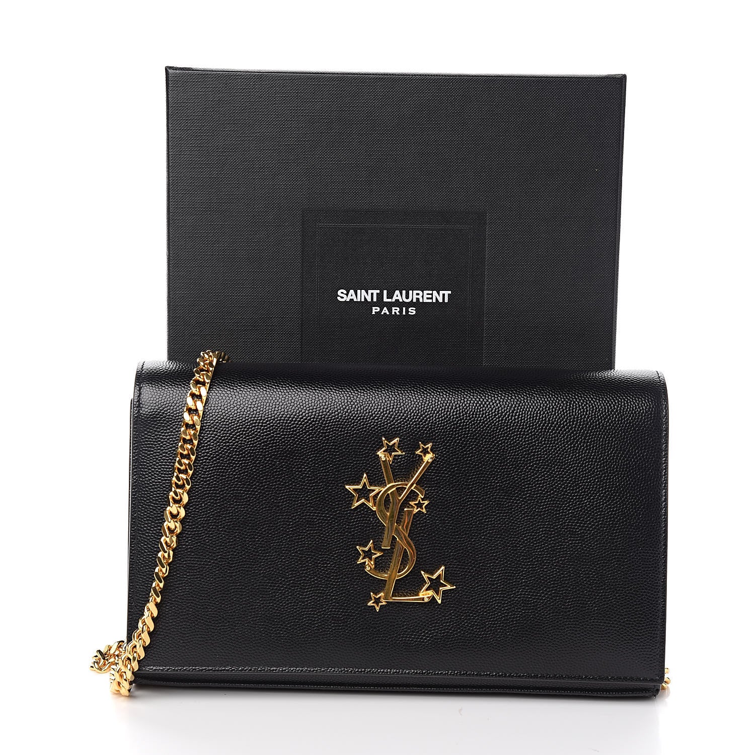 Saint Laurent Grain De Poudre Star Studded Monogram Wallet on Chain Black 11 of 11