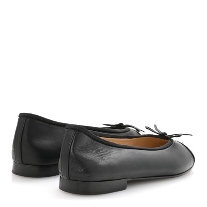 Chanel Lambskin Patent Cap Toe Ballerina Flats 39.5 Black 5 of 9