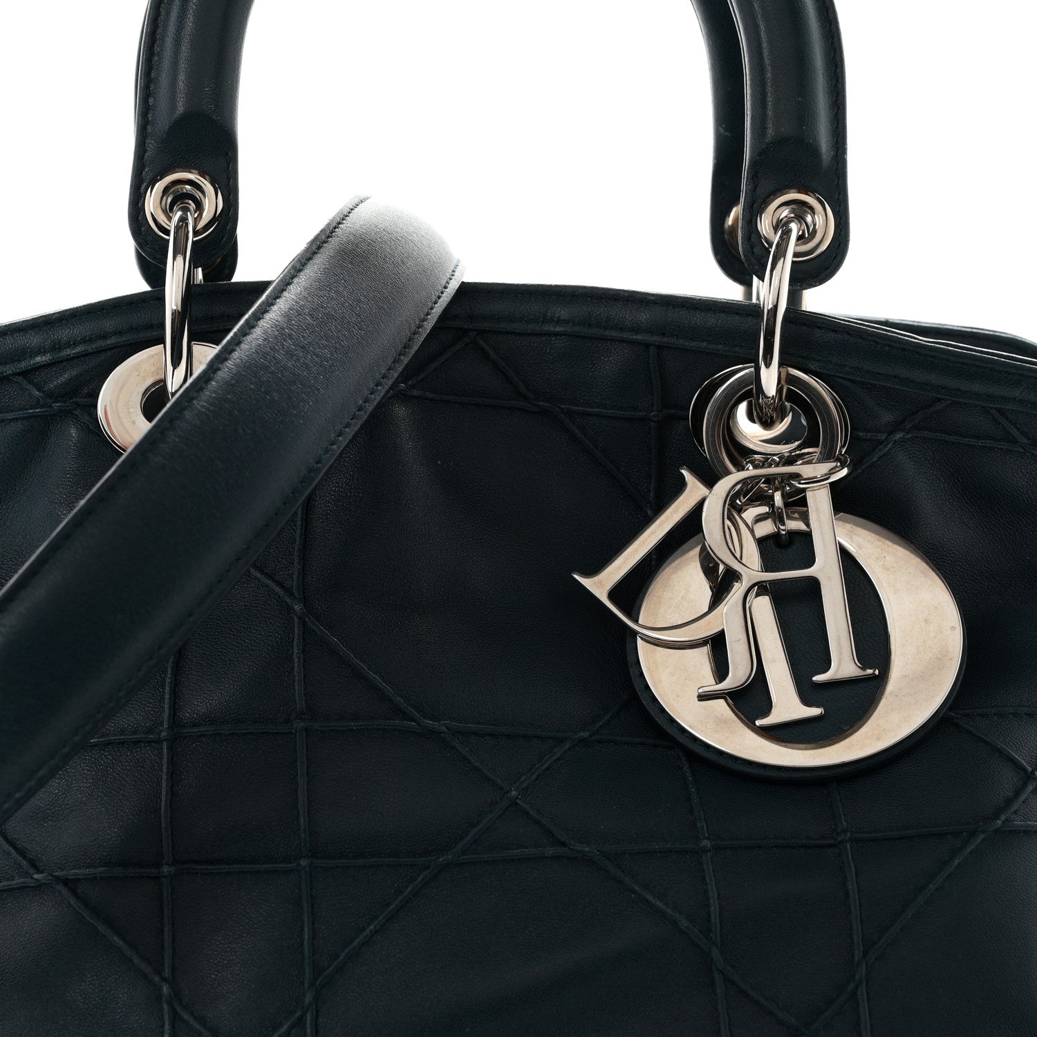 Christian Dior Lambskin Cannage Granville Polochon Blue 8 of 10