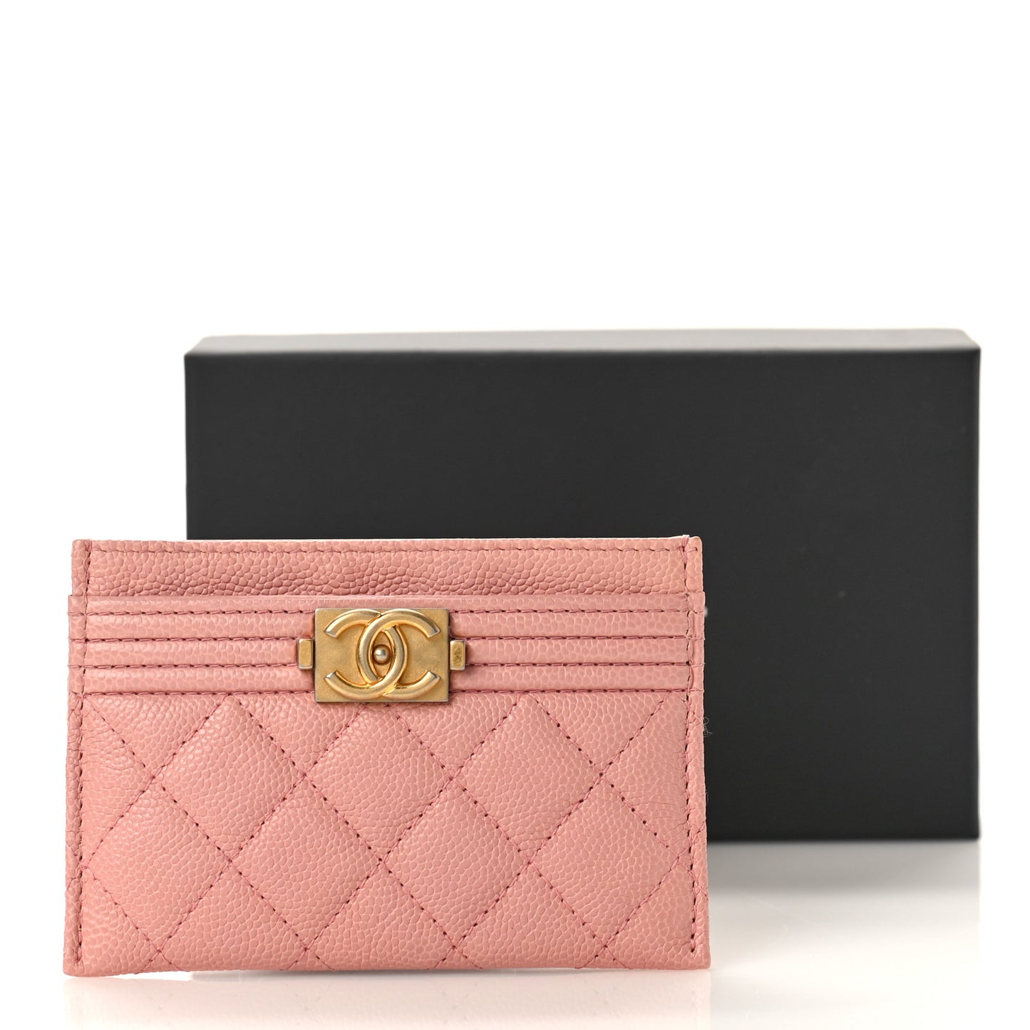 Caviar Quilted Boy Card Holder Light Pink