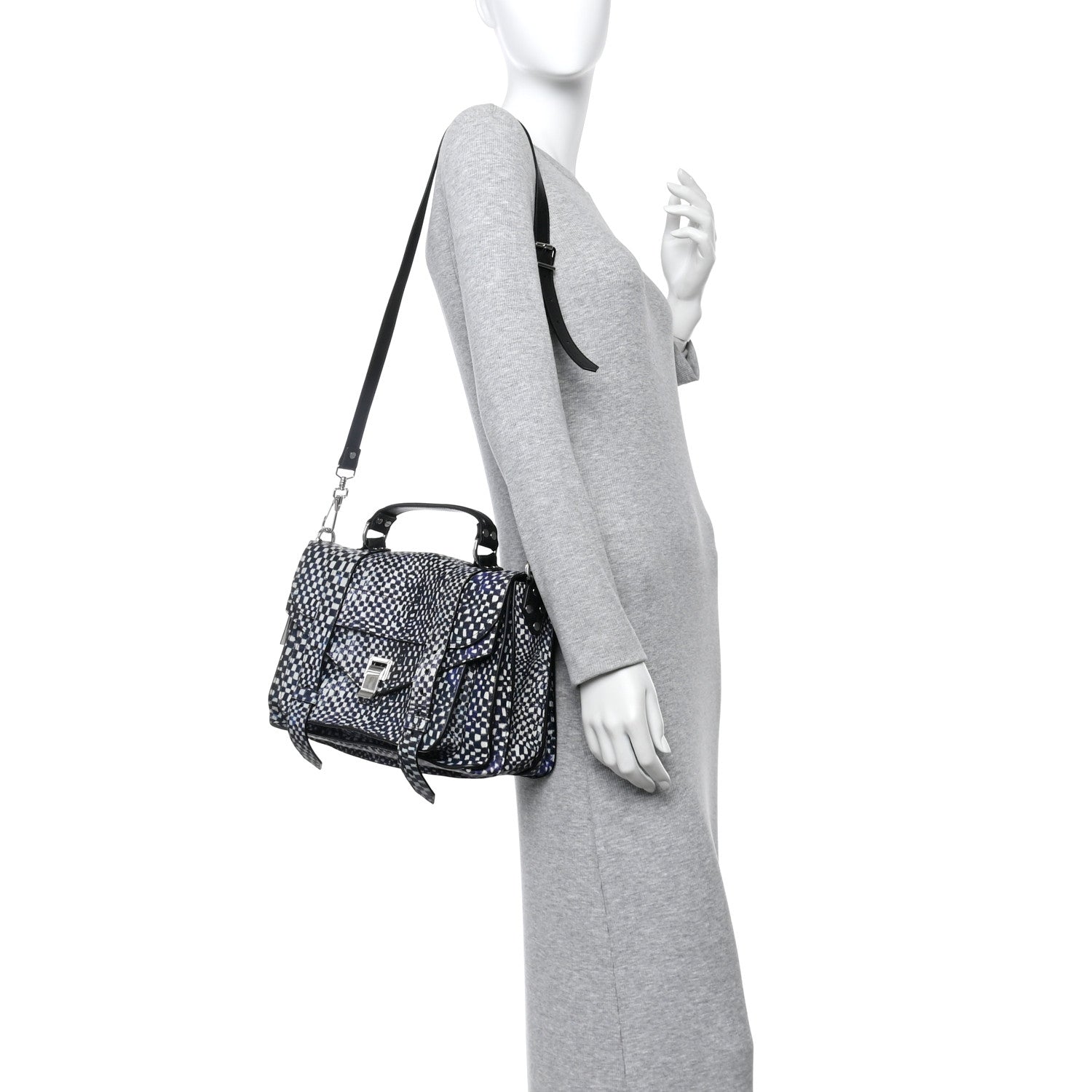 Proenza Schouler X HARMONY KORINE Calfskin PS1 Check Success Medium Satchel Blue 2 of 10