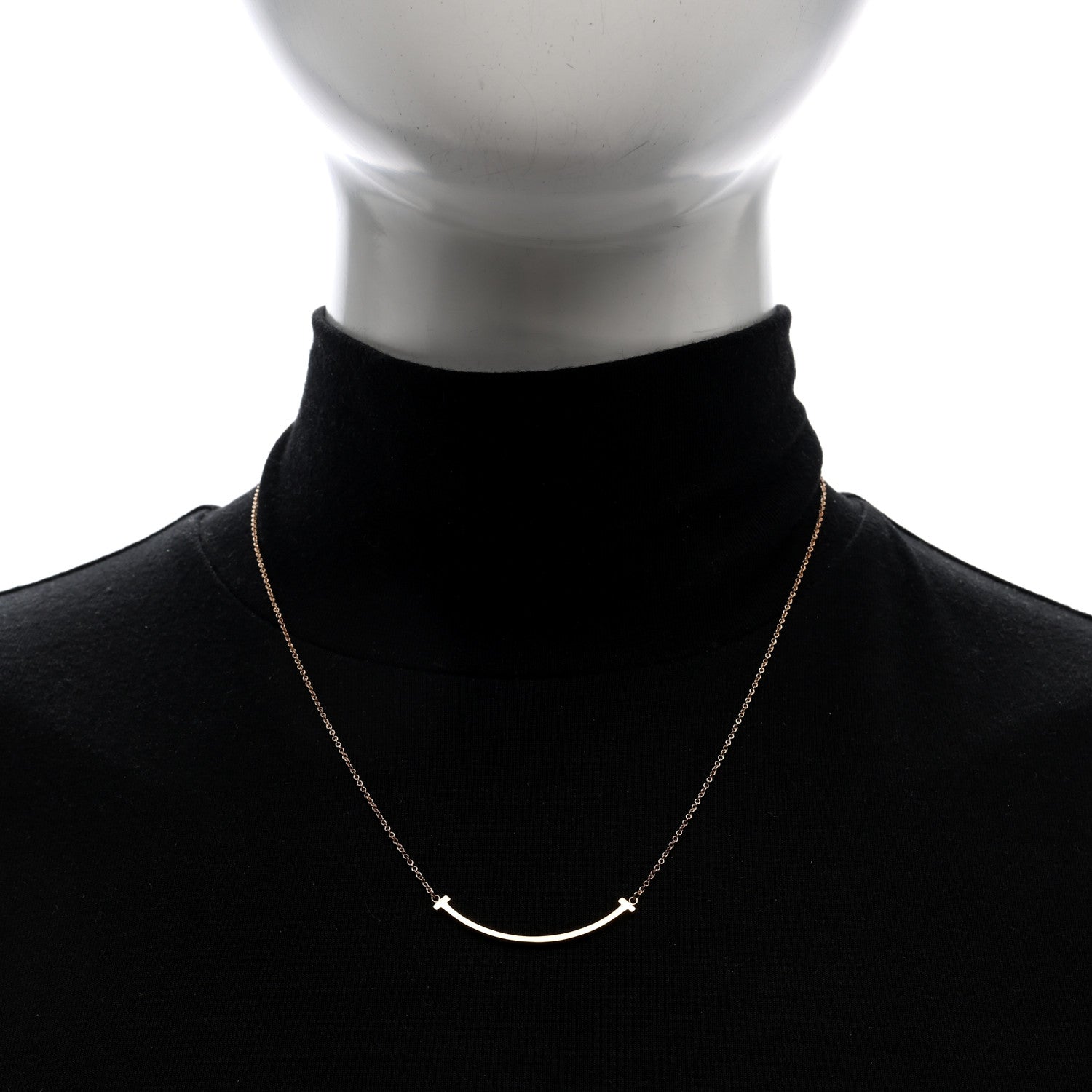 Tiffany 18K Rose Gold Small T Smile Pendant Necklace 2 of 5