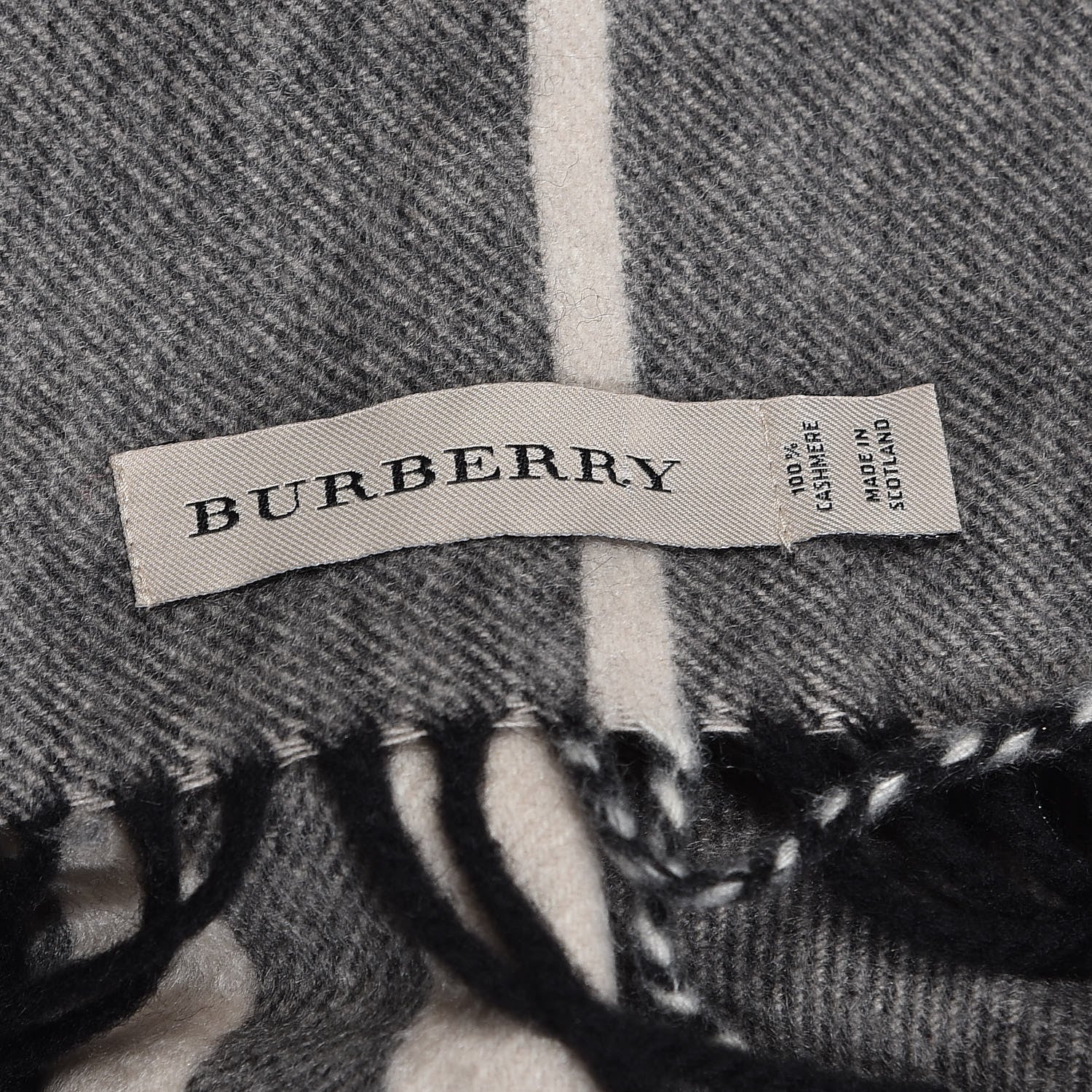 Burberry Cashmere Classic Check Fringe Scarf Grey 6 of 8