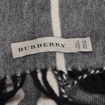 Burberry Cashmere Classic Check Fringe Scarf Grey 6 of 8