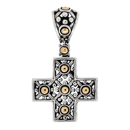 John Hardy Sterling Silver 18K Yellow Gold Dot Cross Pendant Enhancer 1 of 4