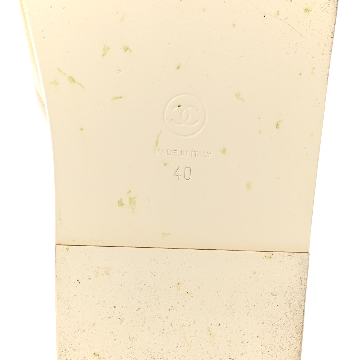 Lambskin Cha-Nel Mule Sandals 40 Ivory Multicolor