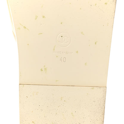 Chanel Lambskin Cha-Nel Mule Sandals 40 Ivory Multicolor 6 of 12