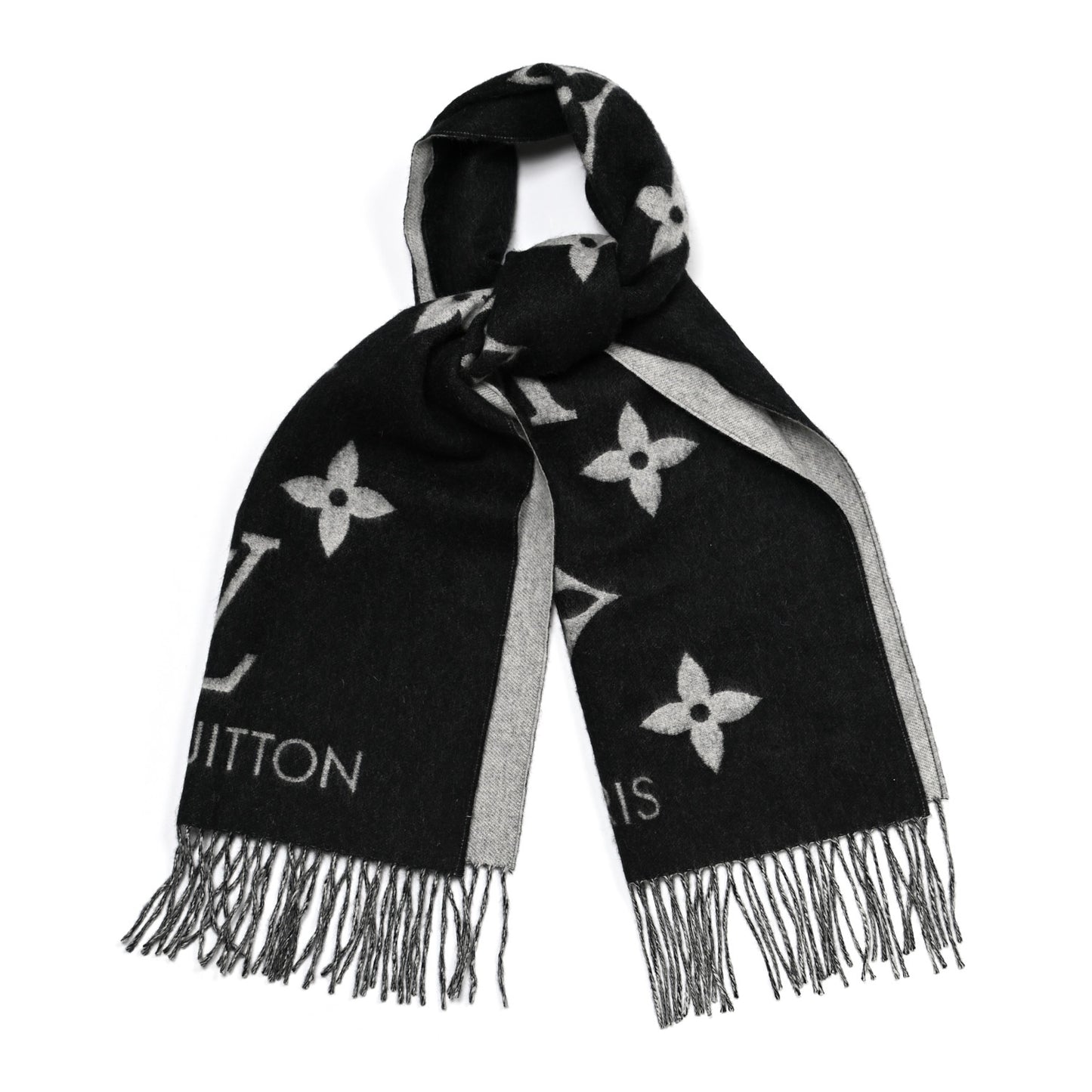 Cashmere Monogram Reykjavik Scarf Black