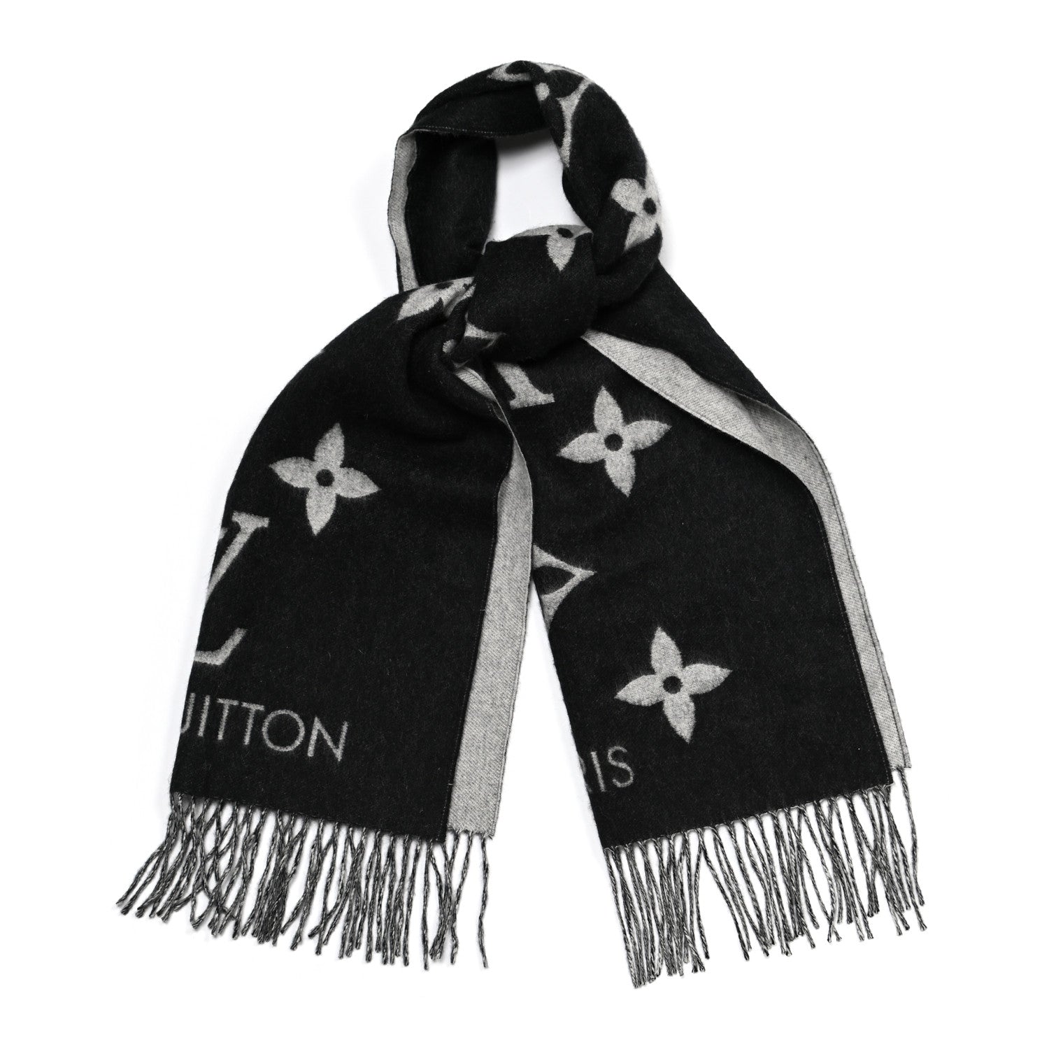 Louis Vuitton Cashmere Monogram Reykjavik Scarf Black 1 of 5