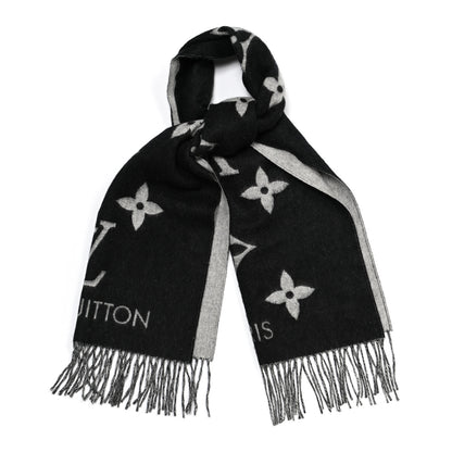 Louis Vuitton Cashmere Monogram Reykjavik Scarf Black 1 of 5
