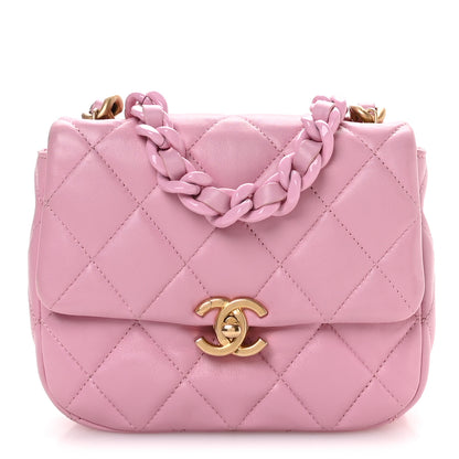 Chanel Lambskin Quilted Mini Lacquered Chain Flap Pink 1 of 10
