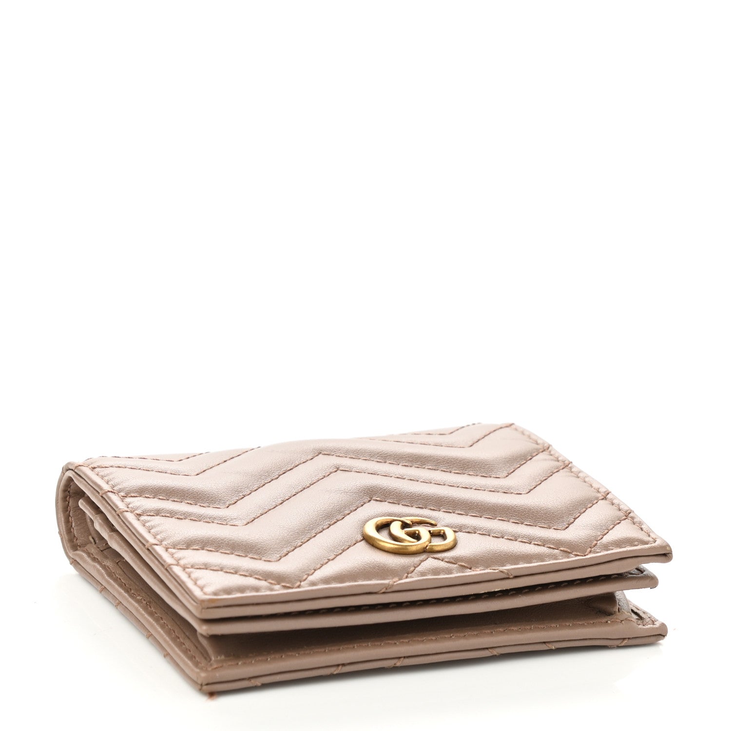 Gucci Calfskin Matelasse GG Marmont Card Case Wallet Porcelain Rose 3 of 6