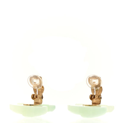 Chanel CC Resin Clip On Earrings Light Green 3 of 4
