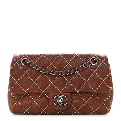 Chanel Crumpled Lambskin Studded Paris Dallas Flap Bag Brown 1 of 18