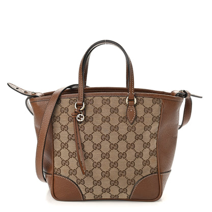 Gucci Monogram Textured Calfskin Mini Bree Top Handle Bag Beige Ebony Nocciola 1 of 12